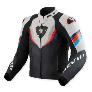 Revit Quantum 3 Perforated Leather Jacket Black/Light Grey, Motoee.com