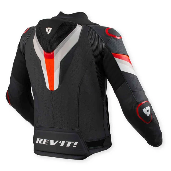 Revit Quantum 3 Pro Perforated Leather Jacket Black/Neon Red