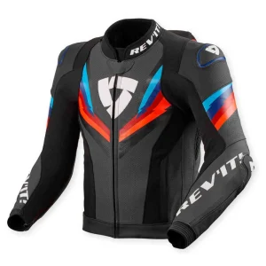 Revit Quantum 3 Pro Perforated Leather Jacket Black/Red/Blue