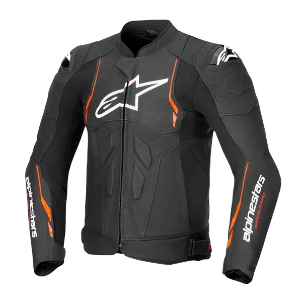 Alpinestars Dusk Airflow Perforated Leather Jacket Black/Neon Red