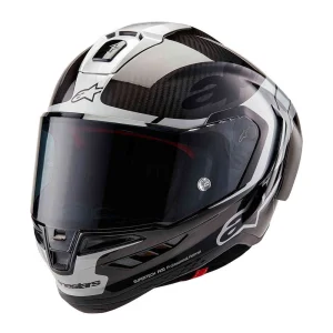 Alpinestars Supertech R10 Element Carbon Helmet Black/Silver, Motoee.com