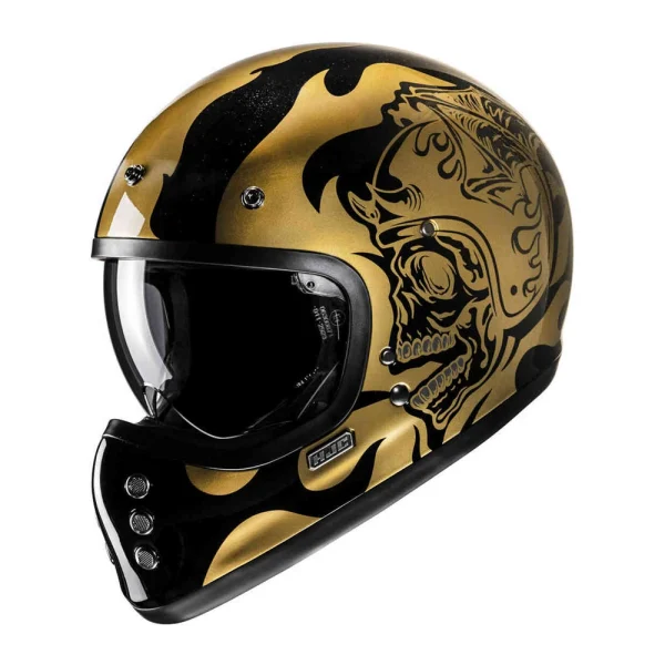 HJC V60 Flame Helmet Black/Silver/Gold