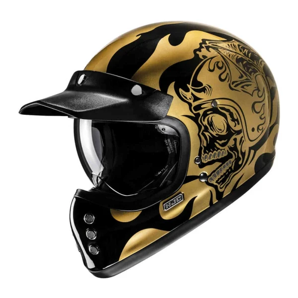 HJC V60 Flame Helmet Black/Silver/Gold