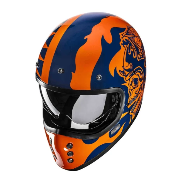 HJC V60 Flame Helmet Orange/Blue