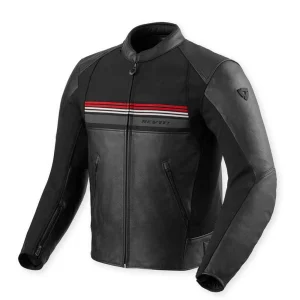Revit Mile 2 Leather Jacket Black/Red, Motoee.com
