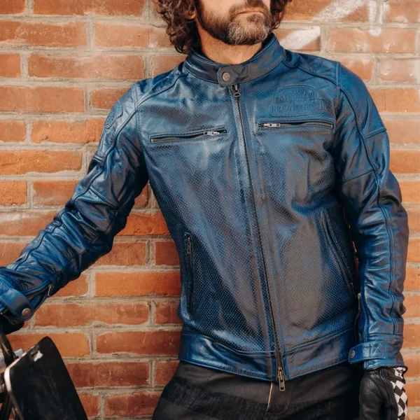 HolyFreedom Summer Perforated Leather Jacket Royal
