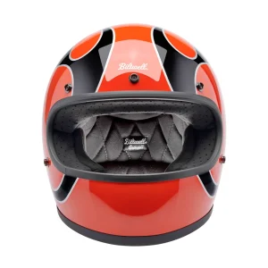 Biltwell Gringo Competition Orange Flames Helmet, Motoee.com