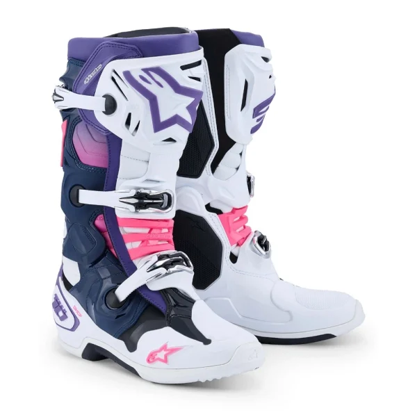 Alpinestars Tech 10 2026 MX Boots White/Purple/Blue/Pink