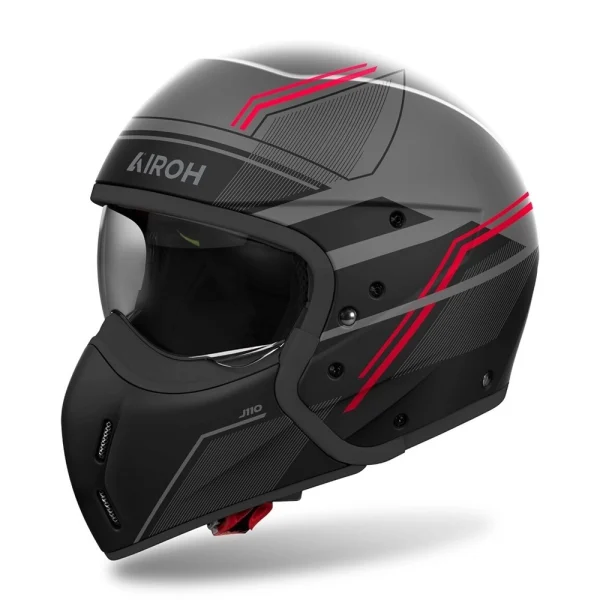 Airoh J 110 Slim Helmet 25 Matte Black/Grey/Red