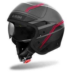 Airoh J 110 Slim Helmet 25 Black Matt/Grey/Red, Motoee.com