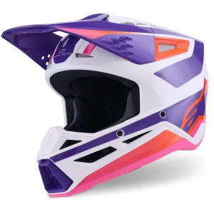 Alpinestars S-M3 Heat MX Helmet White/Purple, Motoee.com