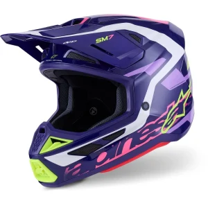 Alpinestars S-M7 Deed MX Helmet Purple, Motoee.com