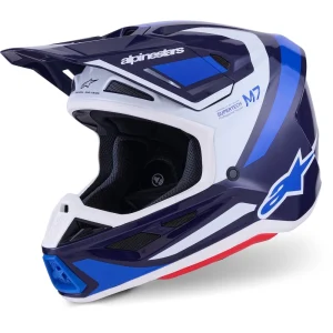 Alpinestars S-M7 Rise MX Helmet Blue/White, Motoee.com