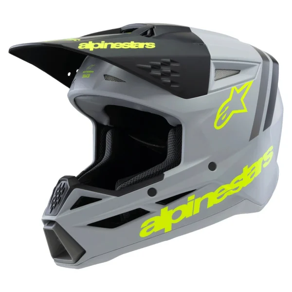 Alpinestars SM3 Radium Youth MX Helmet Matte Grey/Yellow