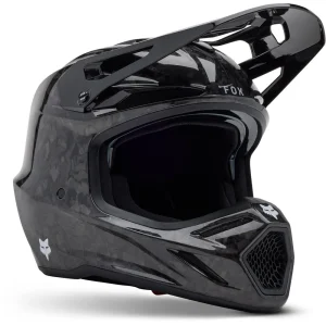 Fox V3 RS Carbon Solid MIPS MX Helmet Black, Motoee.com