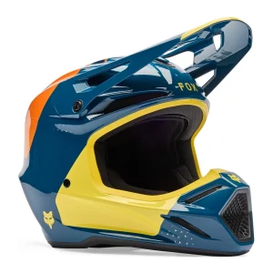 Fox V3 Tine MX Helmet Blue/Yellow, Motoee.com