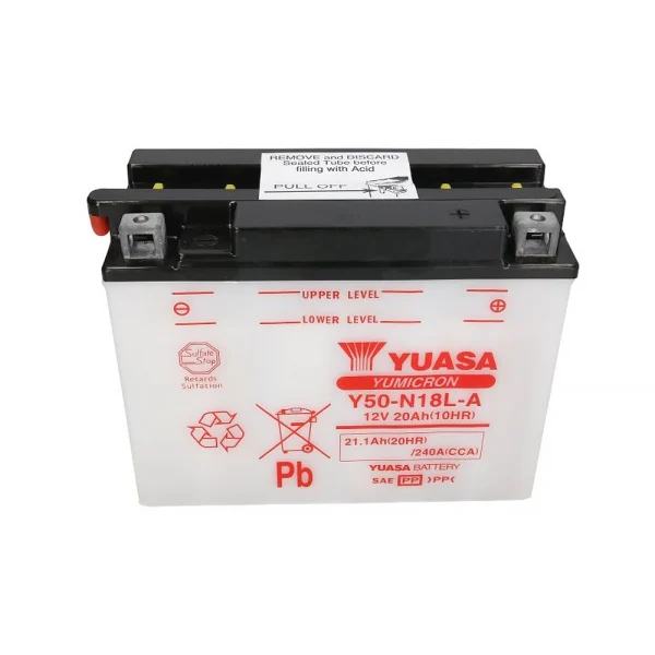 Yuasa Y50-N18L-A 12V 240A 205x90x162 21Ah R+ Acid Starting Battery