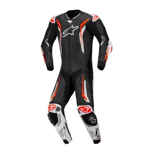 Alpinestars GP Tech V5 Perforated 1-Piece Leather Suit Black/White/Neon Red