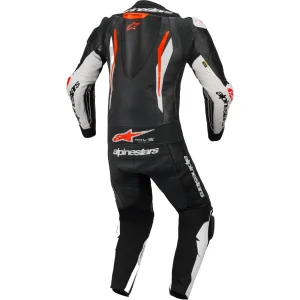 Alpinestars GP Tech V5 Perforated 1-Piece Leather Suit Black/White/Neon Red, Motoee.com