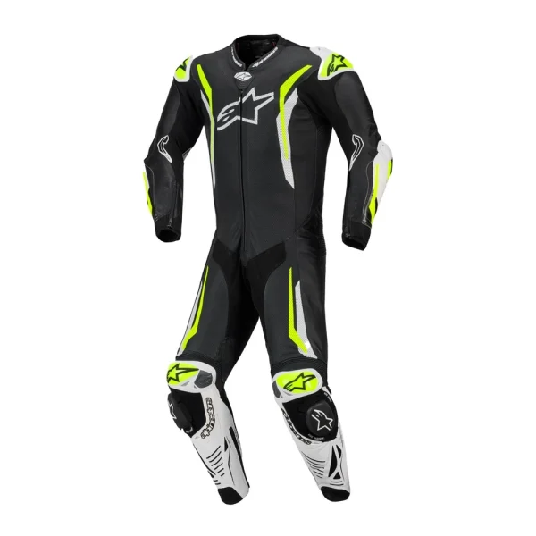 Alpinestars GP Tech V5 Perforated 1-Piece Leather Suit Black/White/Neon Yellow