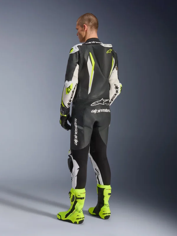 Alpinestars GP Tech V5 Perforated 1-Piece Leather Suit Black/White/Neon Yellow