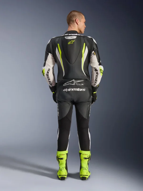 Alpinestars GP Tech V5 Perforated 1-Piece Leather Suit Black/White/Neon Yellow