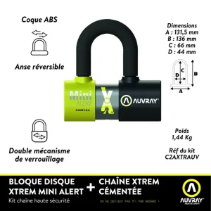 Auvray U-Lock Xtrem Mini Alert 16 mm Black/Yellow