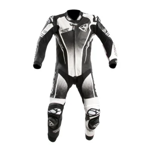 Mugenrace Sidegun Perforated 1-Piece Leather Suit Black/White