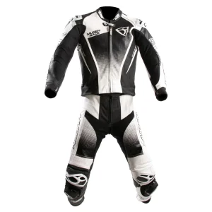 Mugenrace Sidegun Perforated 2-Piece Leather Suit Black/White
