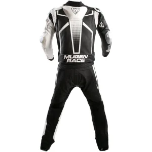 Mugenrace Sidegun Perforated 2-Piece Leather Suit Black/White, Motoee.com
