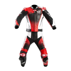 Mugenrace Sidegun Perforated 2-Piece Leather Suit Black/White/Red