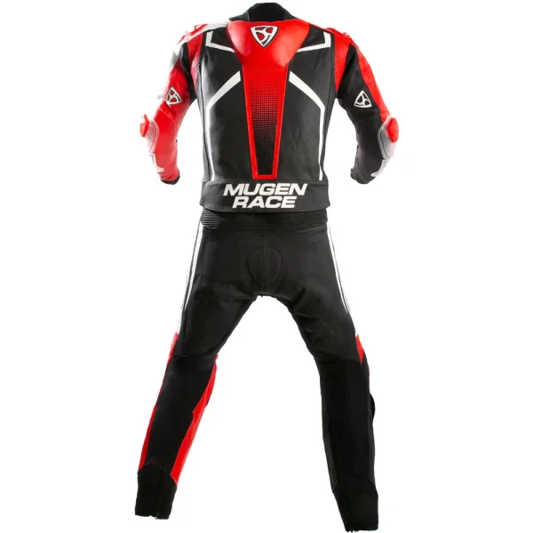 Mugenrace Sidegun Perforated 2-Piece Leather Suit Black/White/Red
