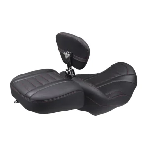 Mustang Wide Deluxe Touring Passenger Seat Black/Red, Motoee.com