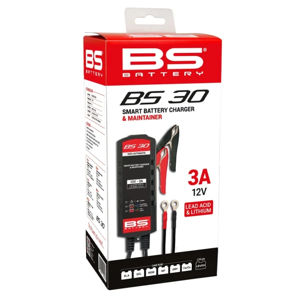 BS Battery BS30 Smart Charger and Maintainer Lead Acid and Lithium 12V