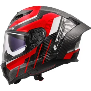 LS2 FF807 Dragon Trax Carbon Helmet Red/White, Motoee.com