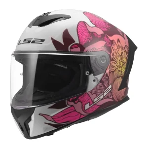 LS2 FF820 Rapid III Poppies Helmet White/Pink, Motoee.com
