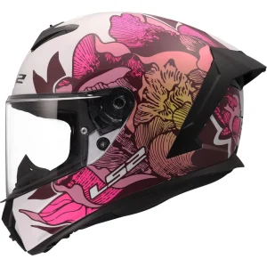 LS2 FF820 Rapid III Poppies Helmet White/Pink, Motoee.com
