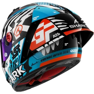 Shark Aeron GP FIM 2 Speed Fancy Carbon Helmet Carbon/White/Blue, Motoee.com