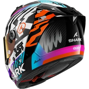 Shark Aeron Speed Fancy Carbon Full-Face Helmet White/Orange, Motoee.com