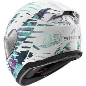 Shark D-Skwal 3 Repataia Helmet White/Turquoise/Black, Motoee.com