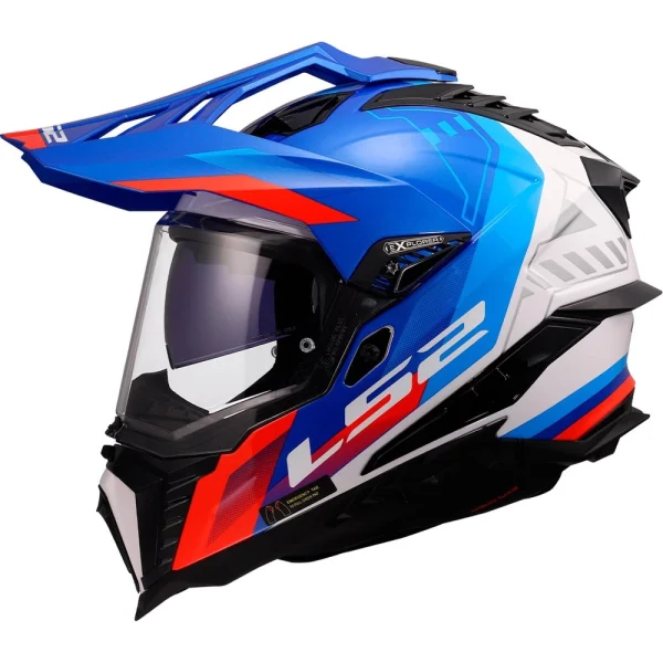 LS2 MX701 Explorer Hexa Enduro Helmet White/Blue/Red