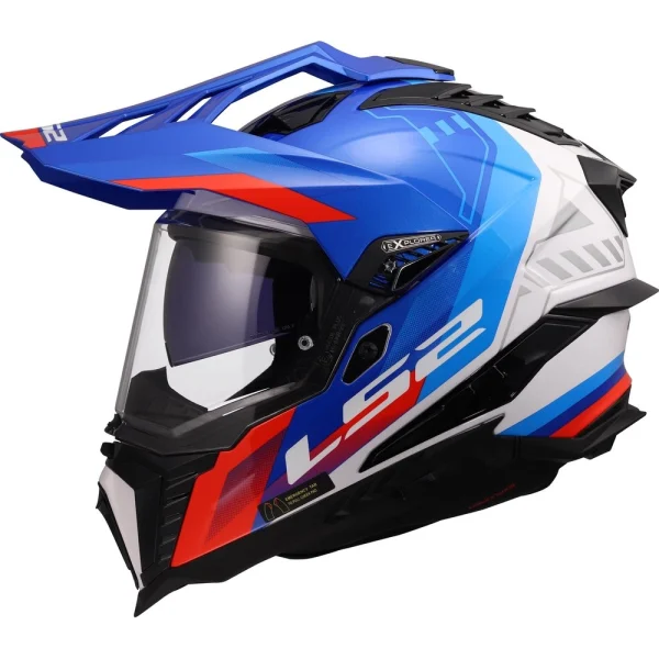 LS2 MX701 Explorer Hexa Enduro Helmet White/Blue/Red