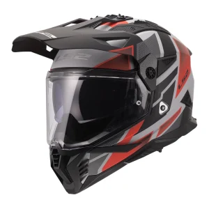 LS2 MX702 Pioneer II Block MX Helmet Grey/Red, Motoee.com