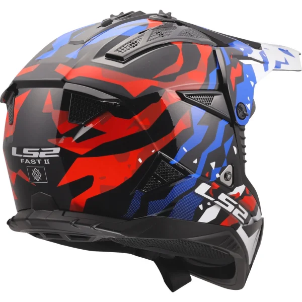 LS2 MX708 Fast II Grotesk MX Helmet White/Blue/Red
