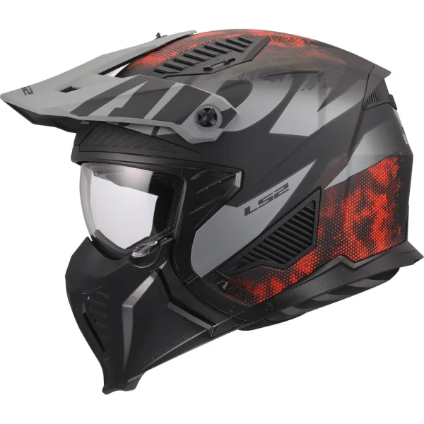 LS2 OF606 Drifter Gas Helmet Grey/Red