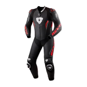 Revit Argon 3 Perforated 1-Piece Leather Suit Black/Neon Red