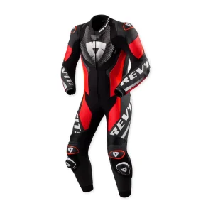 Revit Hyperspeed 3 Perforated 1-Piece Leather Suit Black/Neon Red