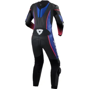 Revit Xena 4 Ladies 1-Piece Leather Suit Black/Blue, Motoee.com