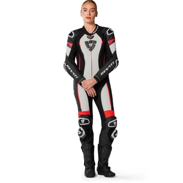 Revit Xena 4 Ladies 1-Piece Leather Suit Red/White