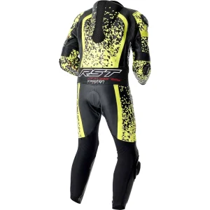 RST Pro Series D3O Airbag Perforated 1-Piece Leather Suit Black/Neon Yellow, Motoee.com